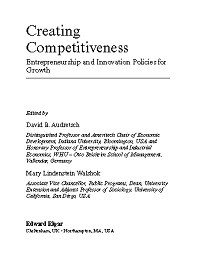 Creating Competitiveness : Entrepreneurship and Innovation Policies for Growth