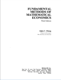 Fundamental Methods of Mathematical Economics