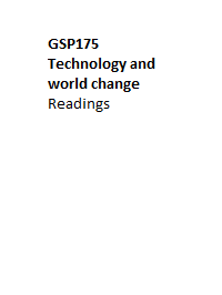 Image of GSP175 Technology and world change Readings